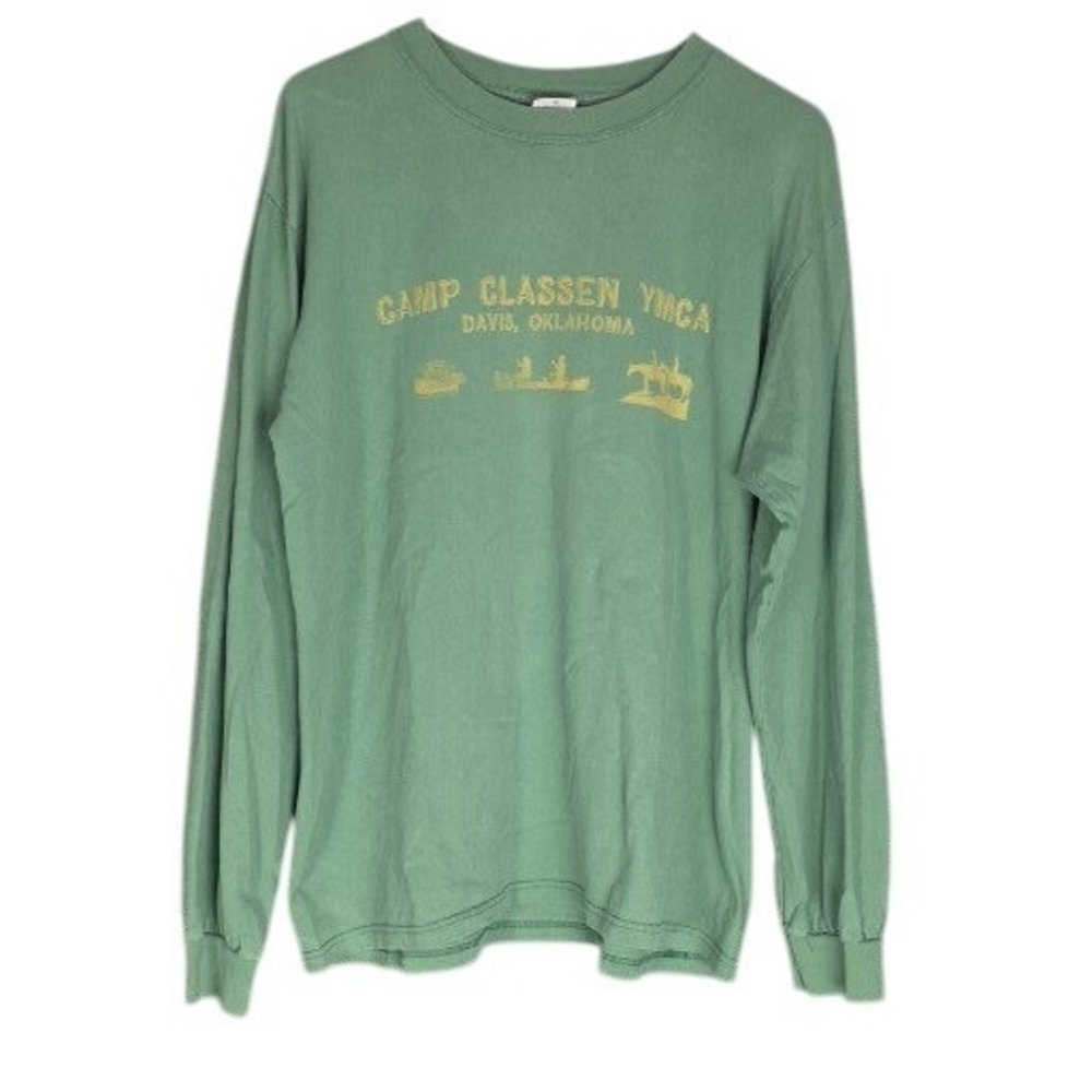Camp Classen YMCA Long Sleeve T Shirt Large Green Davis Oklahoma Cotton Outdoor